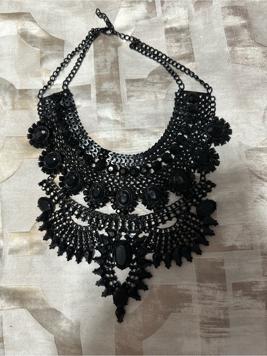 Jewelry - Statement Black Bib Necklace - Women Jewelry
